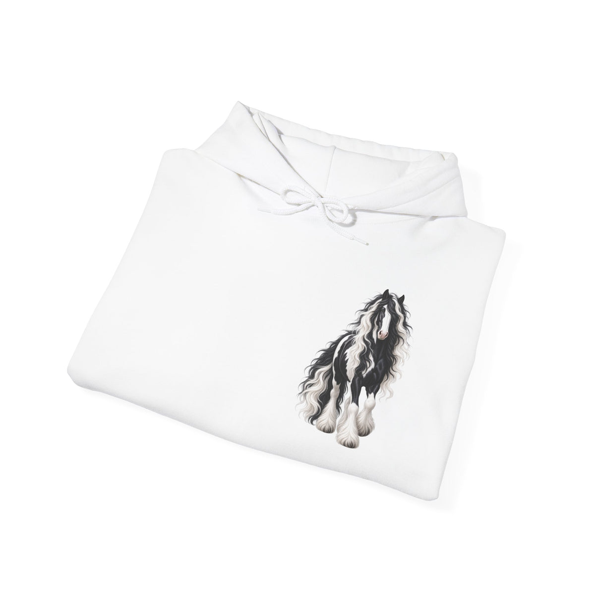 Gypsy Vanner Horse Pocket Hoodie — Small Chest Art, Equestrian Sweatshirt