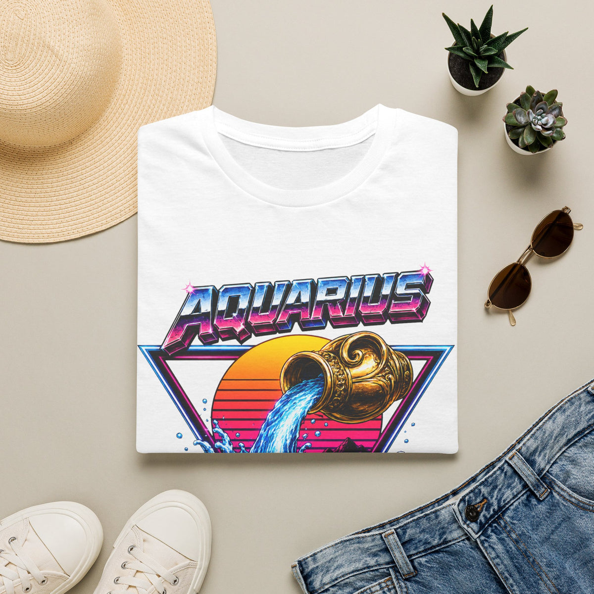 Aquarius Zodiac T‑Shirt — Retro Water Bearer Horoscope Tee