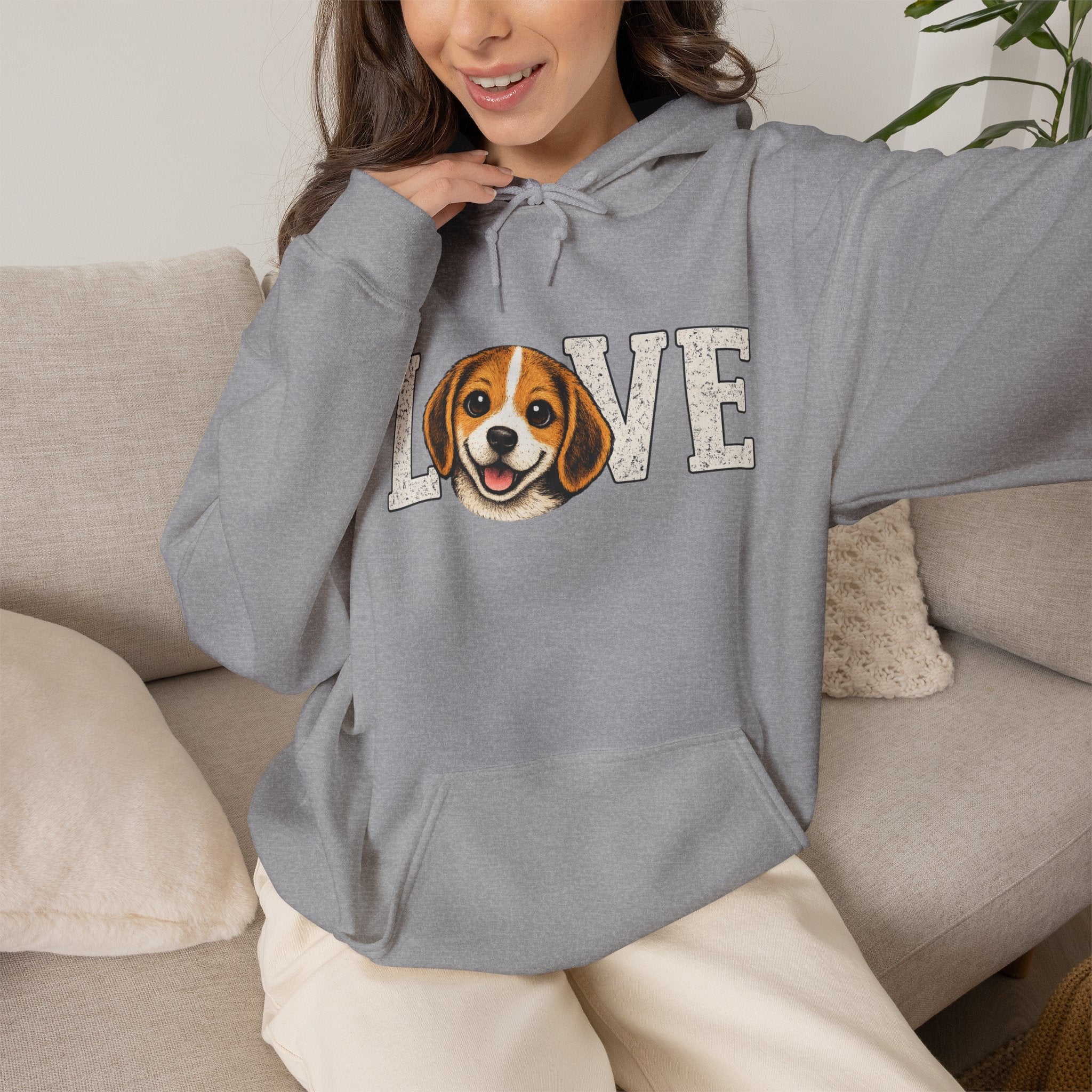 Beagle Love Hoodie - Cute Dog Face "LOVE" Sweatshirt for Dog Lovers