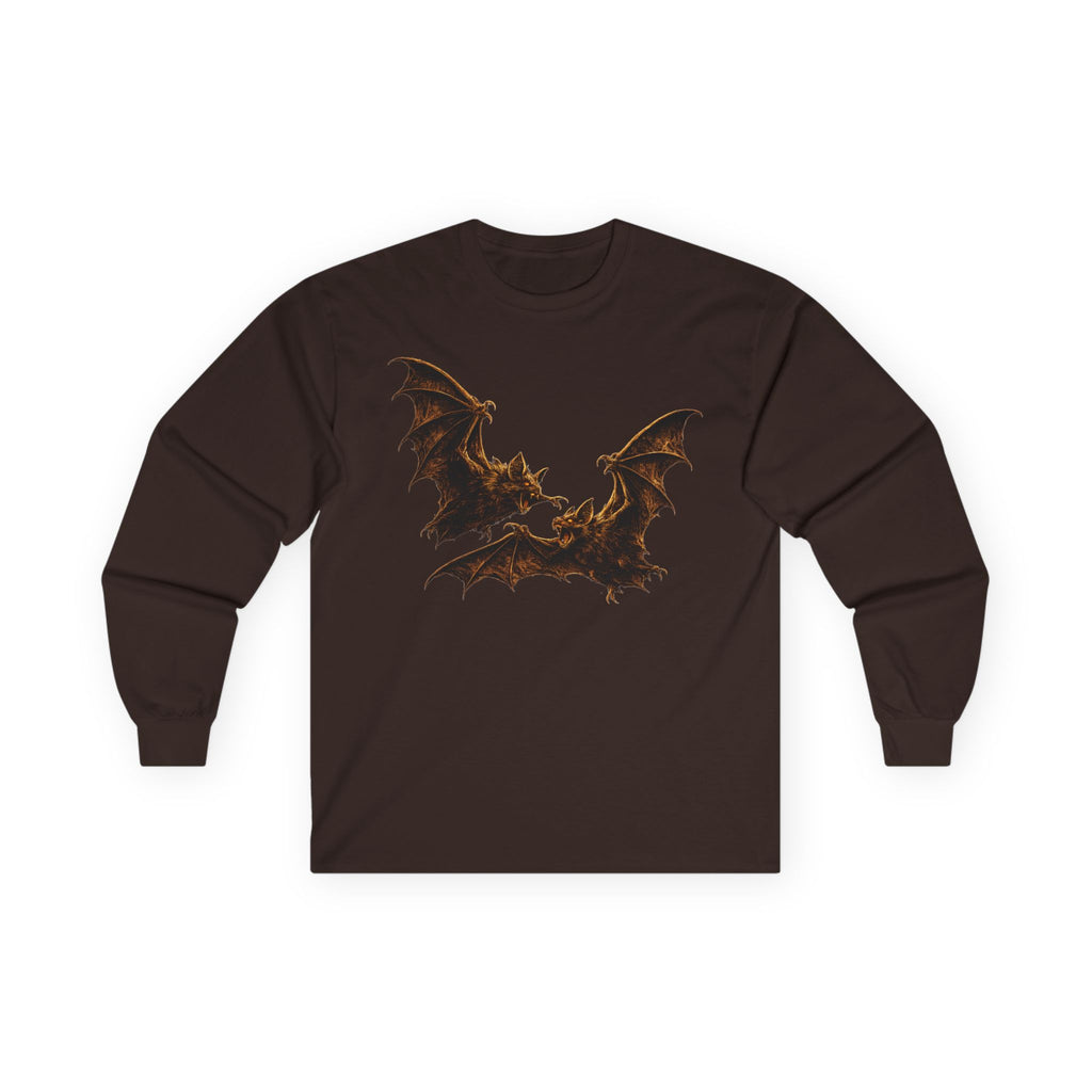 Bat Silhouette Long Sleeve Tee — Spooky Gothic Halloween Shirt