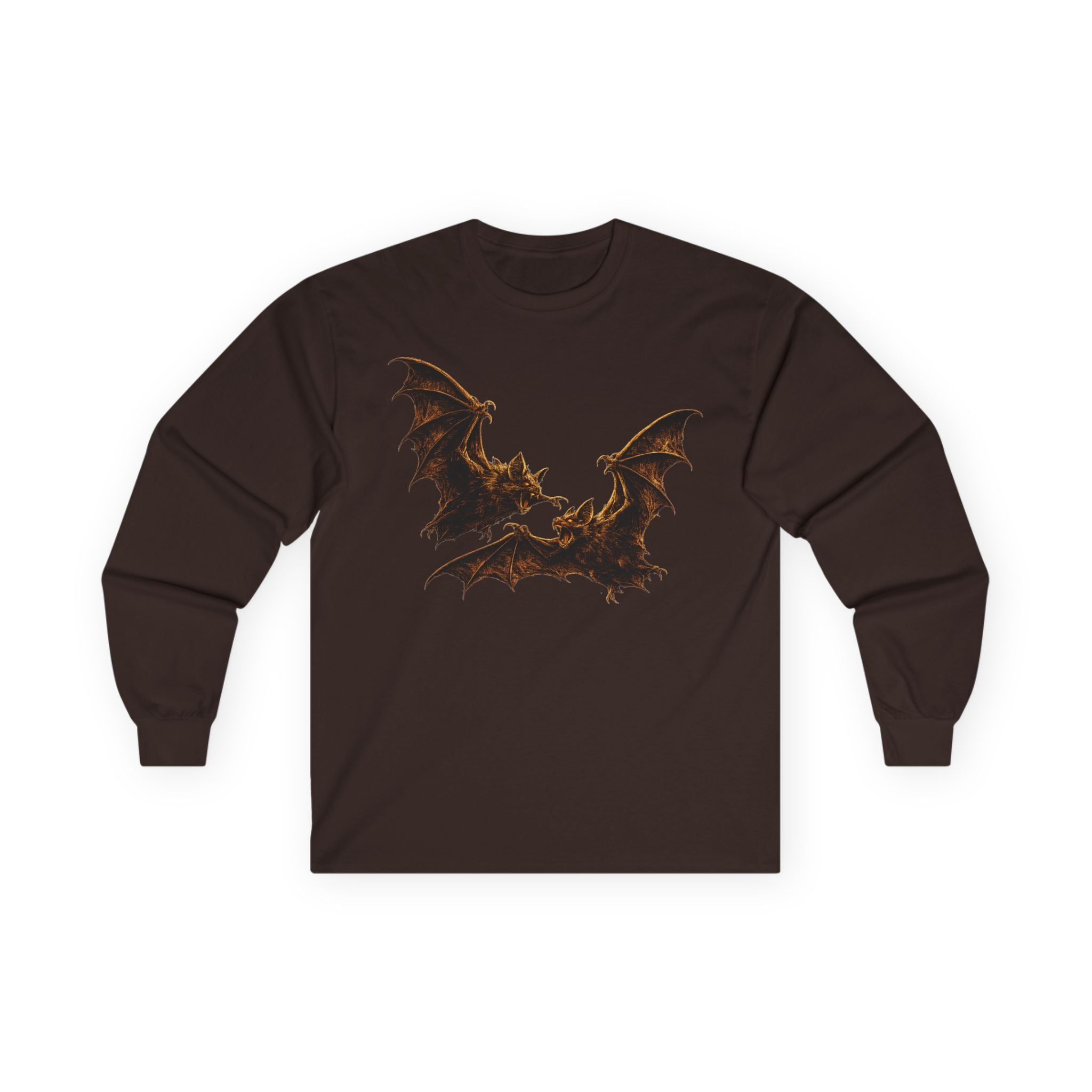 Bat Silhouette Long Sleeve Tee — Spooky Gothic Halloween Shirt