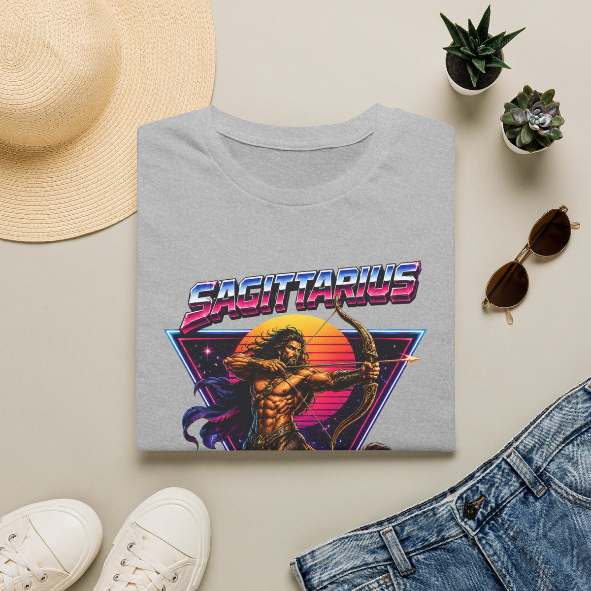 Sagittarius Archer T-Shirt — Retro Neon Zodiac Tee