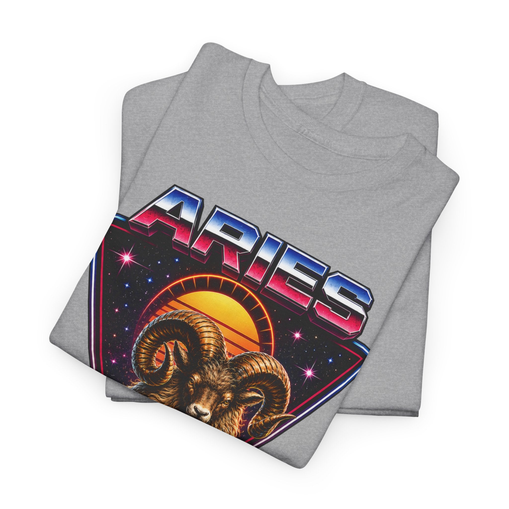 Aries Zodiac Tee — Retro 80s style Ram Astrology T-Shirt