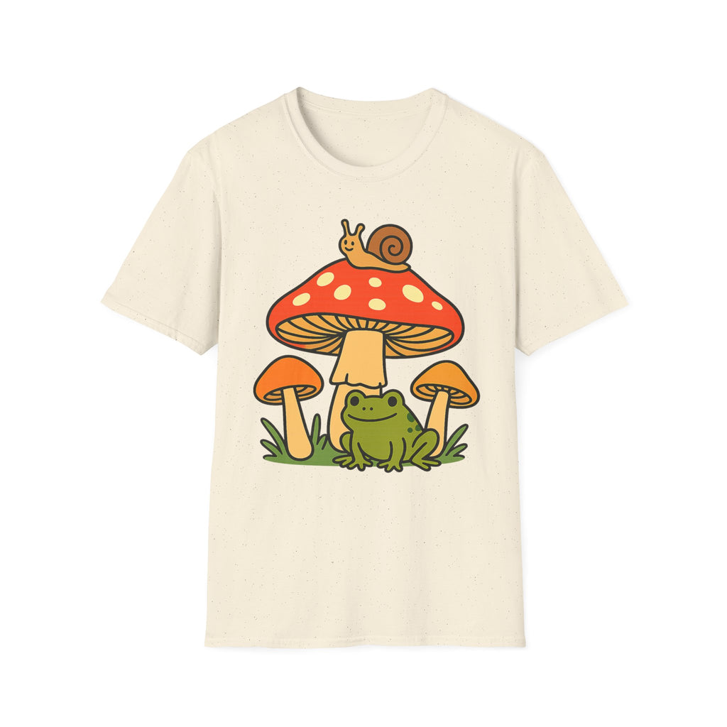 Mushroom Garden T-Shirt — Cute Snail & Frog Graphic Tee
