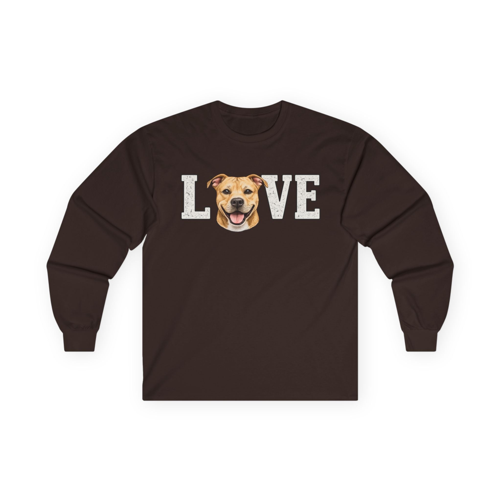 Love Dog Long Sleeve Tee — Cute Pet Portrait "LOVE" Shirt