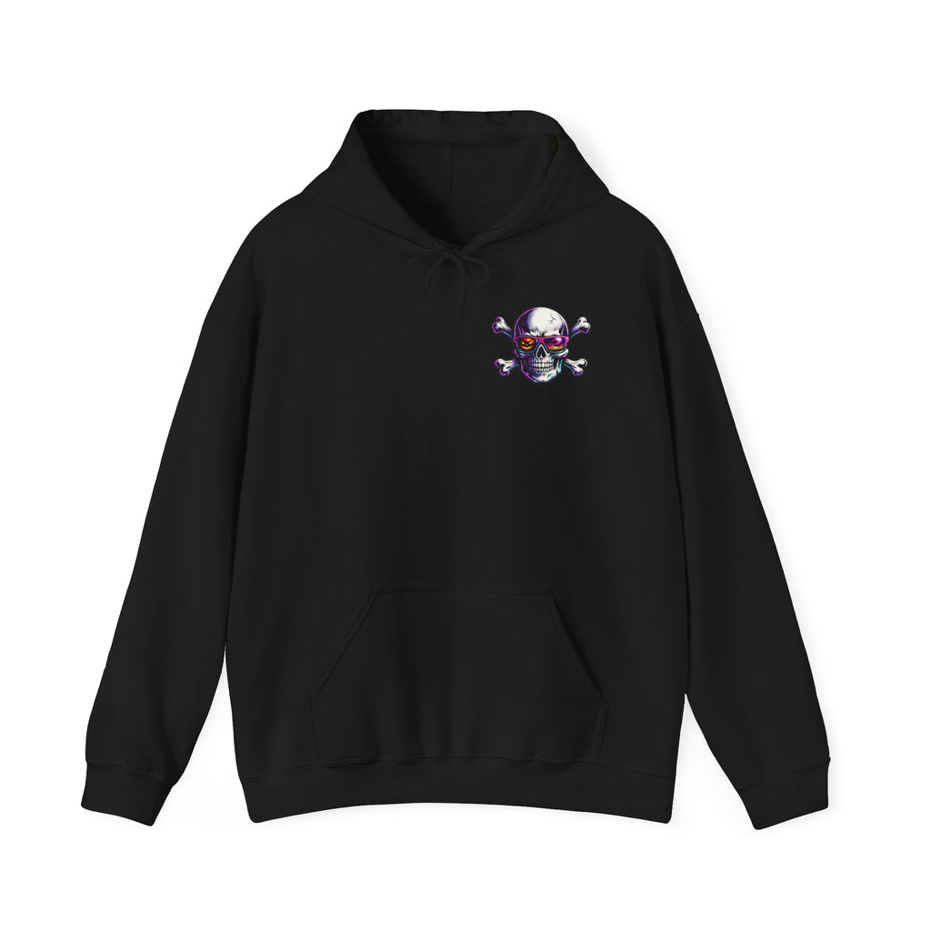 Skull & Crossbones Hoodie — Neon Sunglasses Pirate Skull Pullover