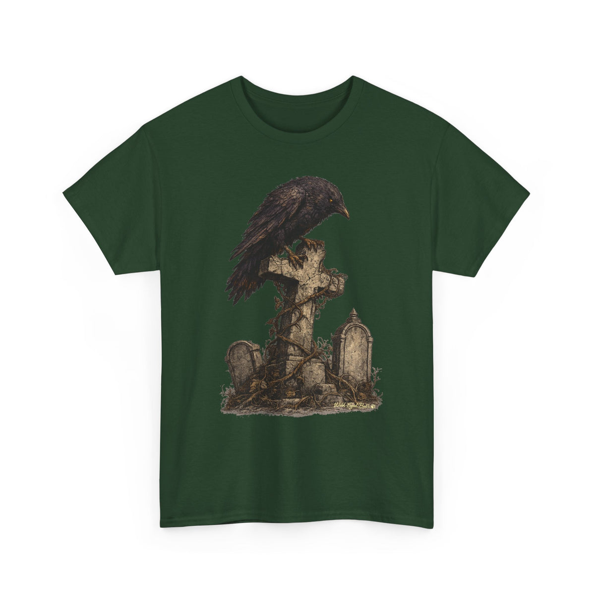 Gothic Raven on Graveyard T-Shirt-Gothic Cemetery