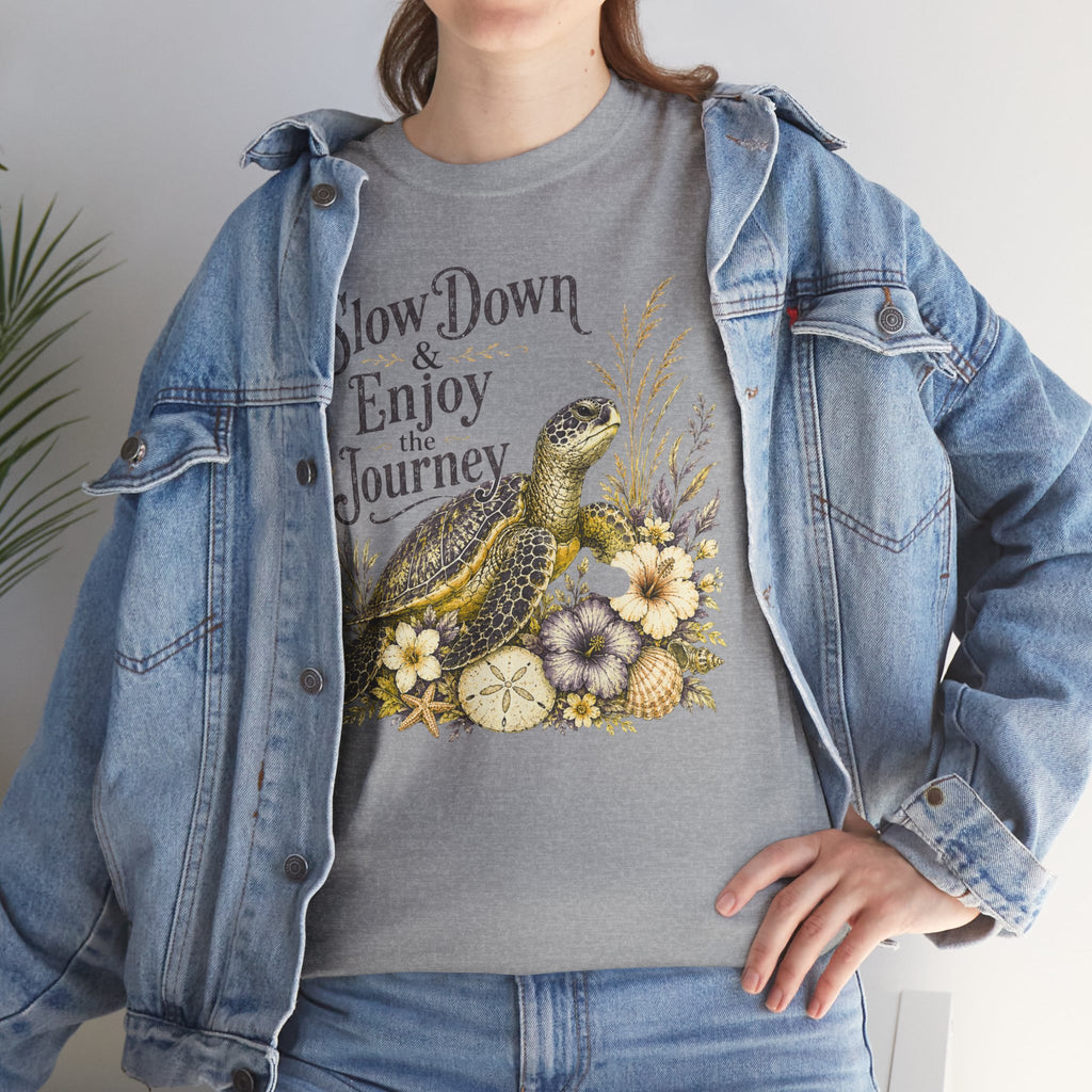 Sea Turtle T-Shirt — "Slow Down & Enjoy the Journey "Sea Turtle Floral Graphic Tee