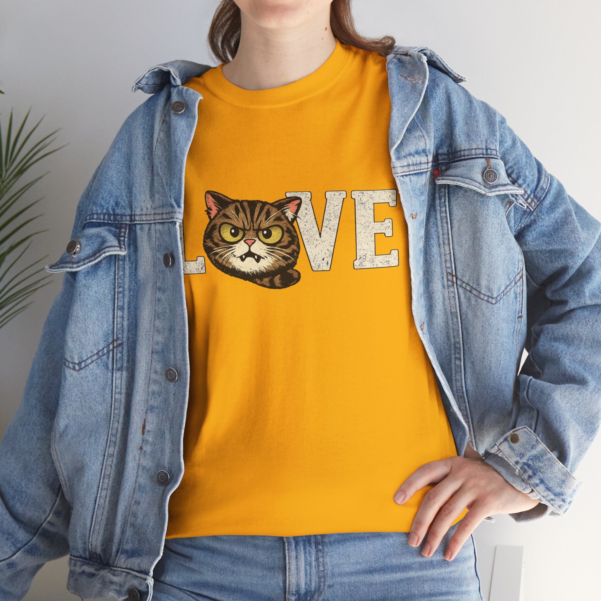 Cat Love T‑Shirt — Retro Tabby  Cat Face LOVE Graphic Tee for Cat Lovers