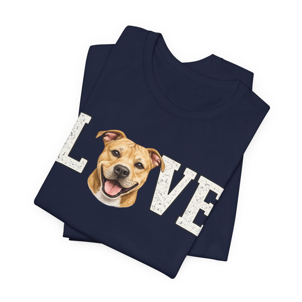 Pit Bull Love T-Shirt — 'LOVE' with Happy Puppy Face Tee