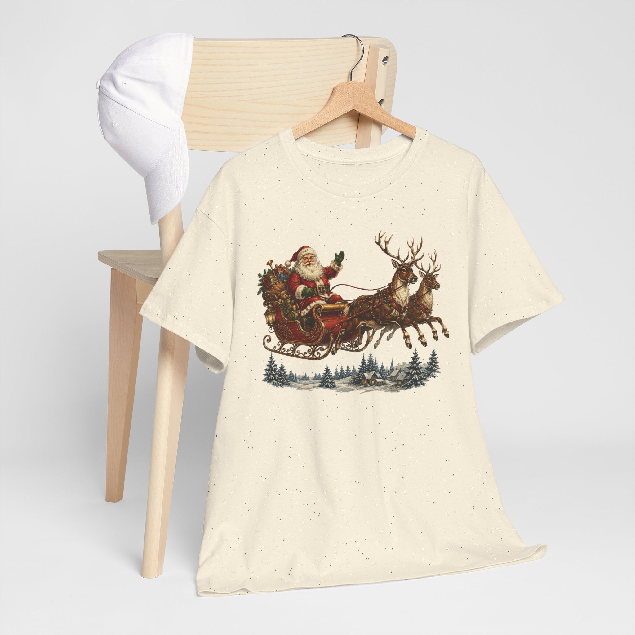 Santa Sleigh Christmas Tee — Vintage Holiday T-Shirt