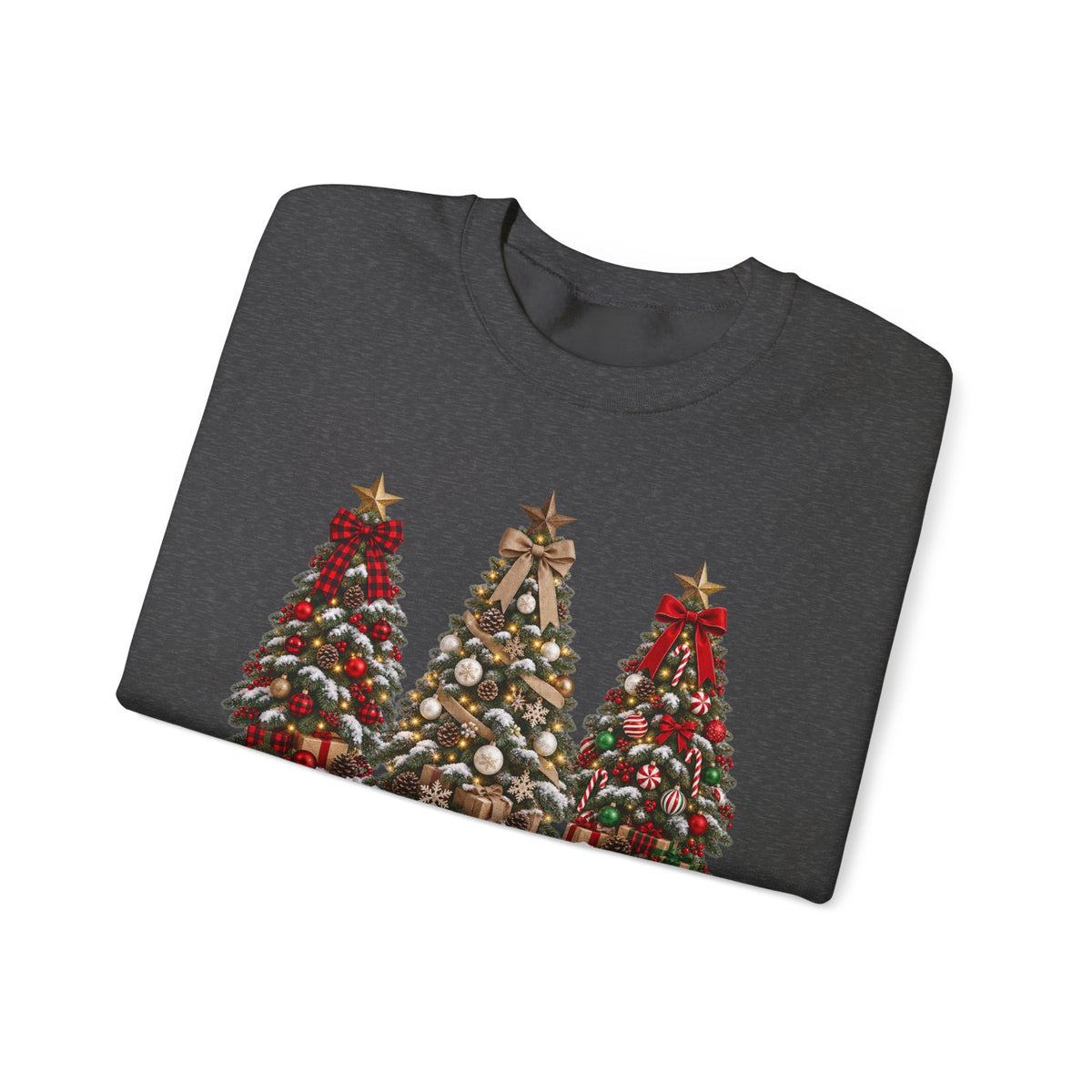 Merry Christmas Triple Tree Crewneck Sweatshirt