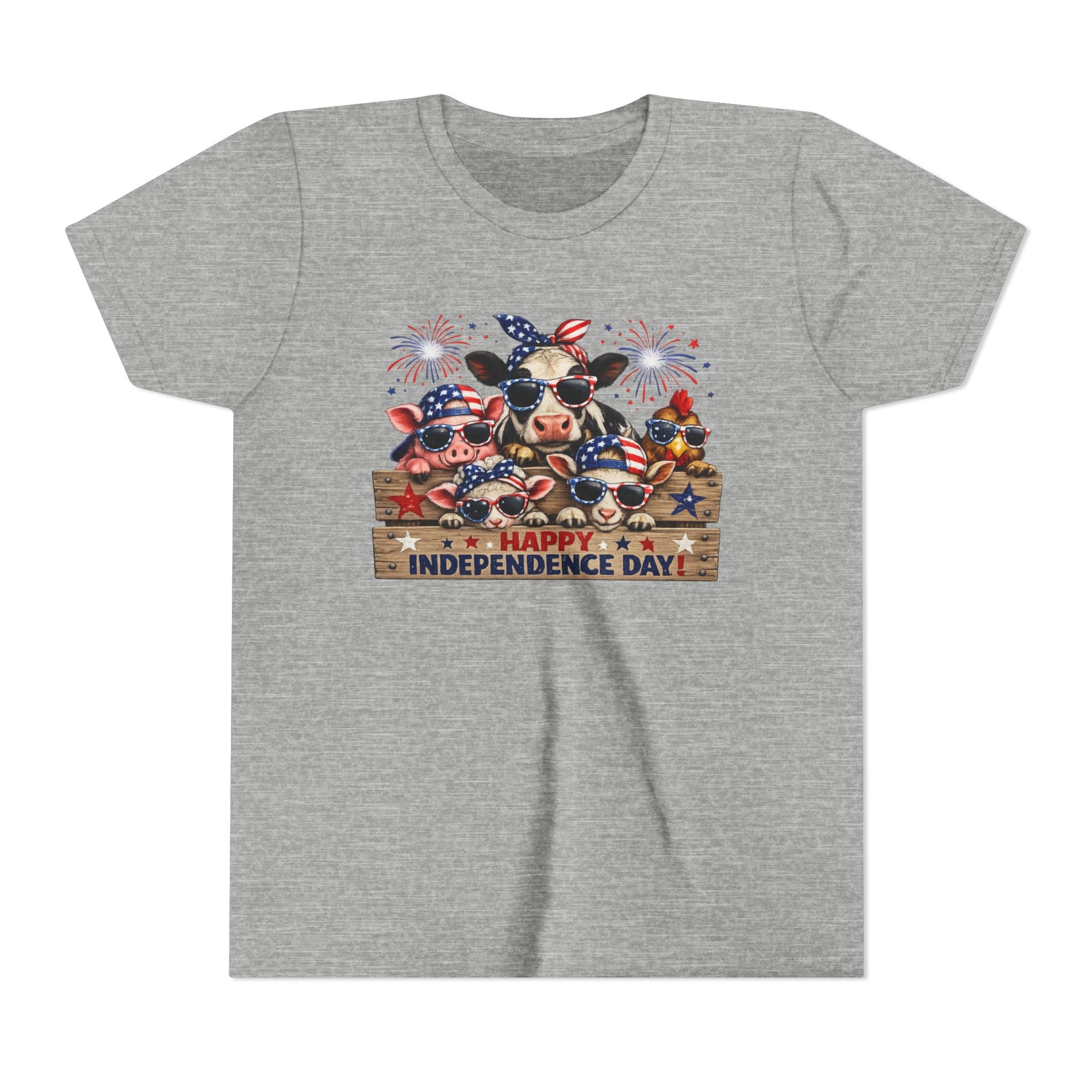Youth Tee - Happy Independence Day Cow Patriotic Graphic