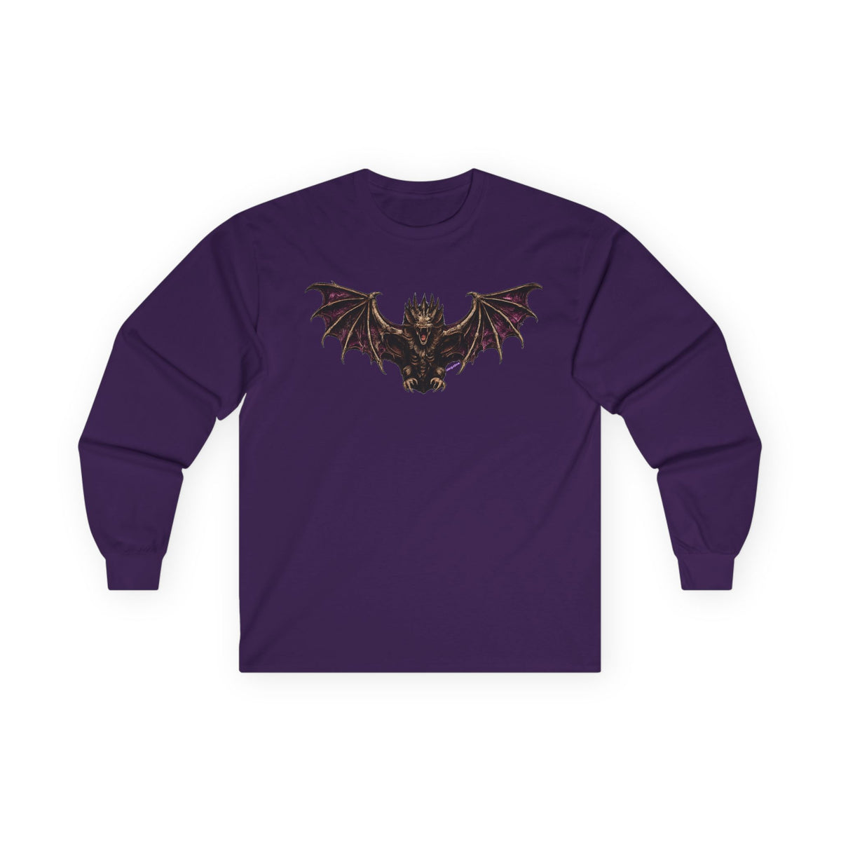 Gothic Bat Demon Long Sleeve Tee — Dark Fantasy Winged Creature Shirt