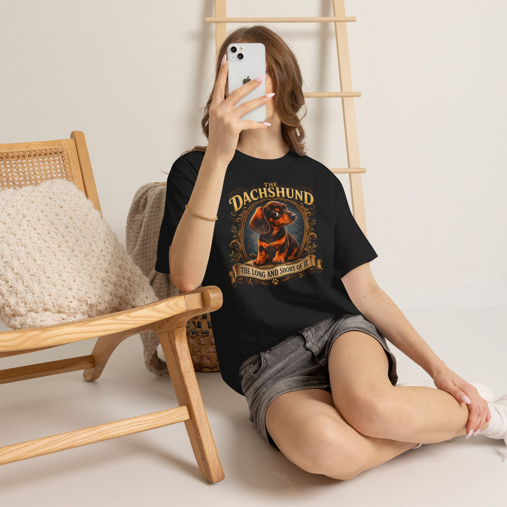 Dachshund Tee - "The Long and Short of It" Vintage Dog T-Shirt