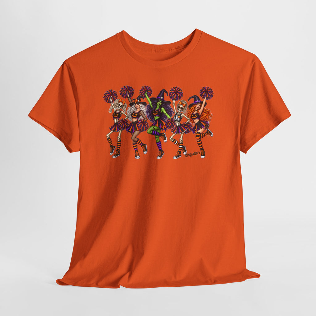 Halloween Cheerleaders Graphic Tee — Colorful Holloween cheer Squad Shirt