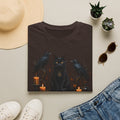 Occult Black Cat T-Shirt — Witchy Candle & Raven Spell Design