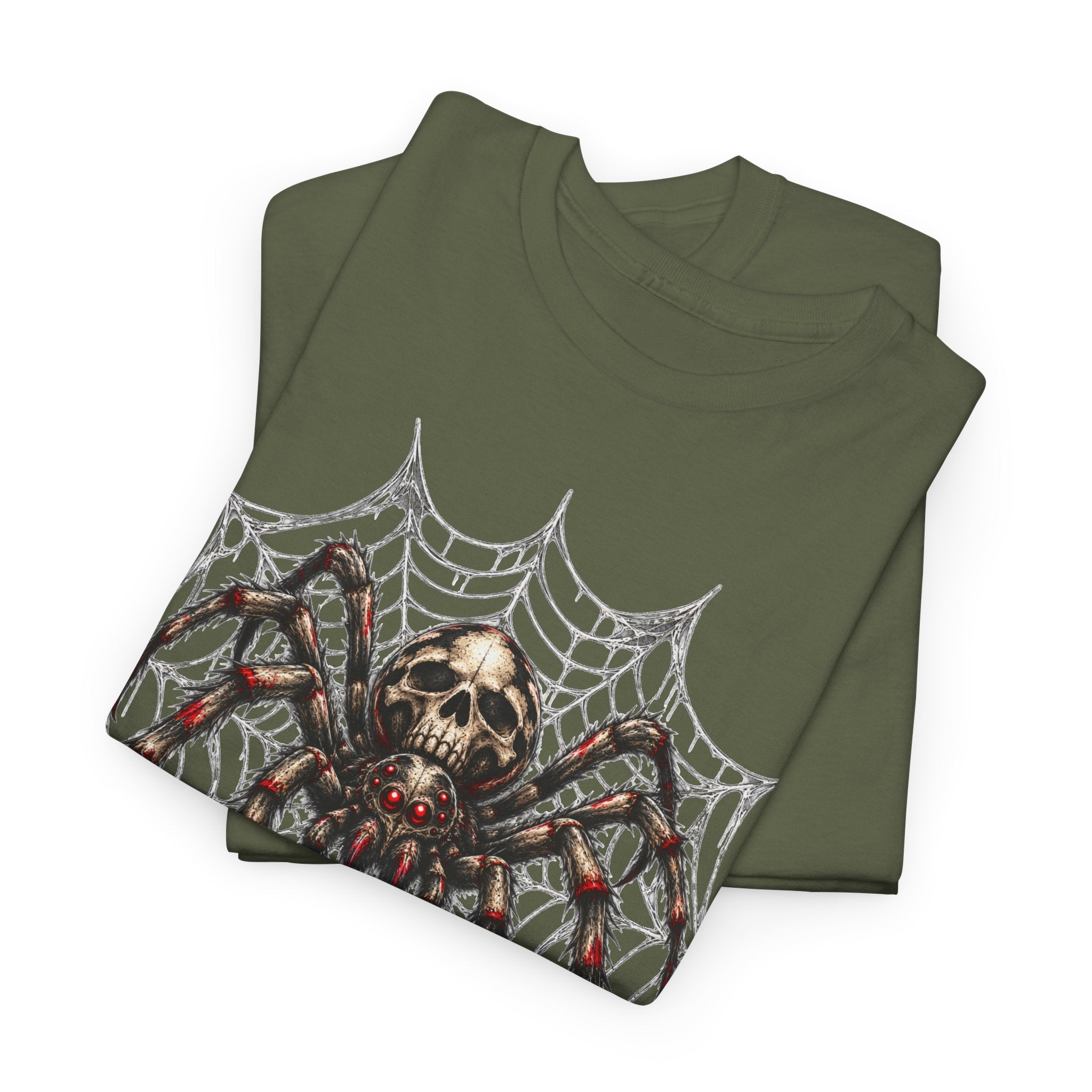 Spider Skull Web T‑Shirt — Gothic Halloween Graphic Tee