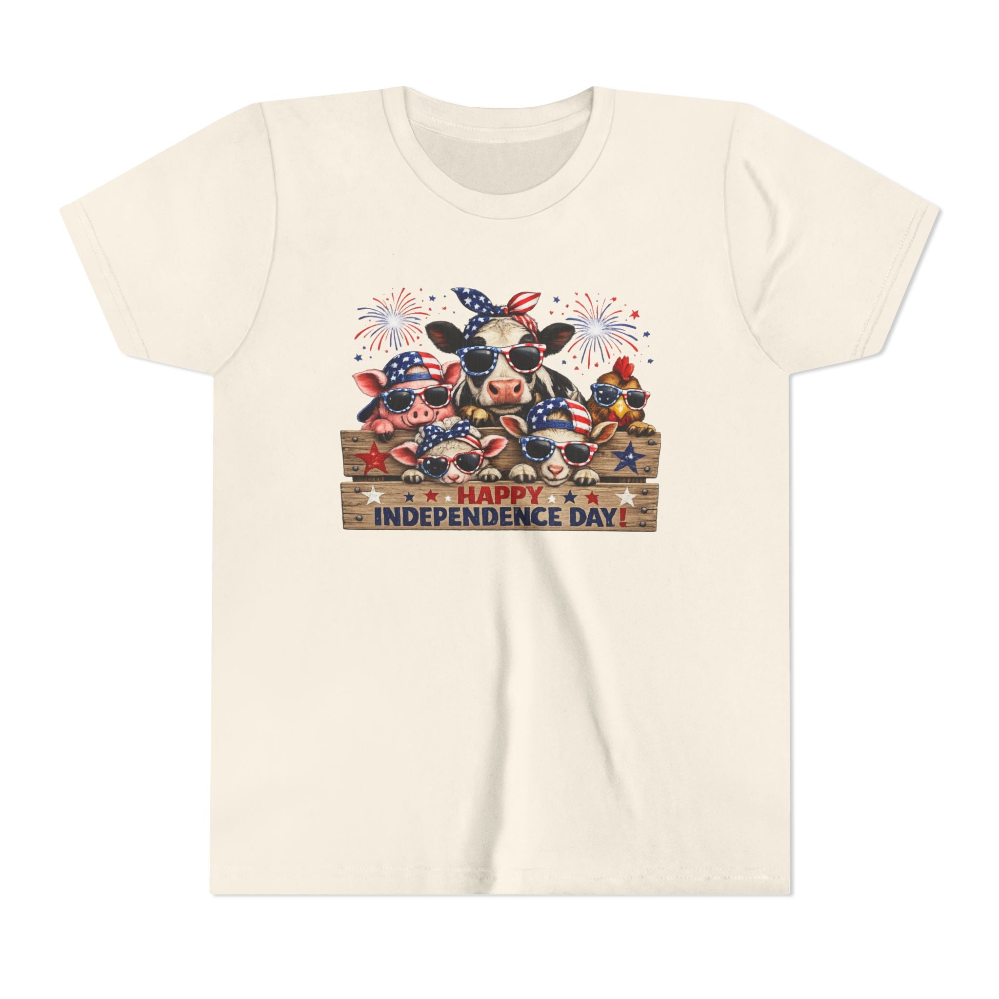 Youth Tee - Happy Independence Day Cow Patriotic Graphic