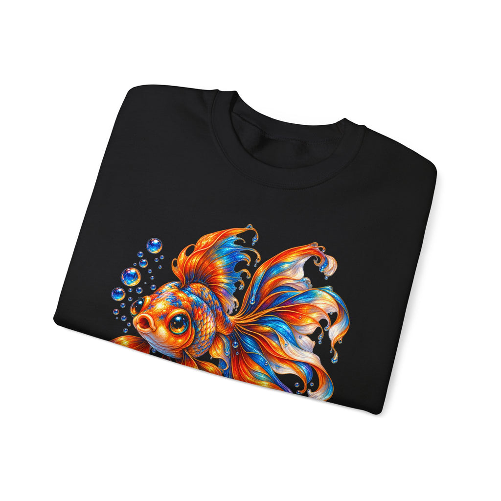 Goldfish Art Crewneck Sweatshirt – Colorful Fantail  Goldfish Illustration