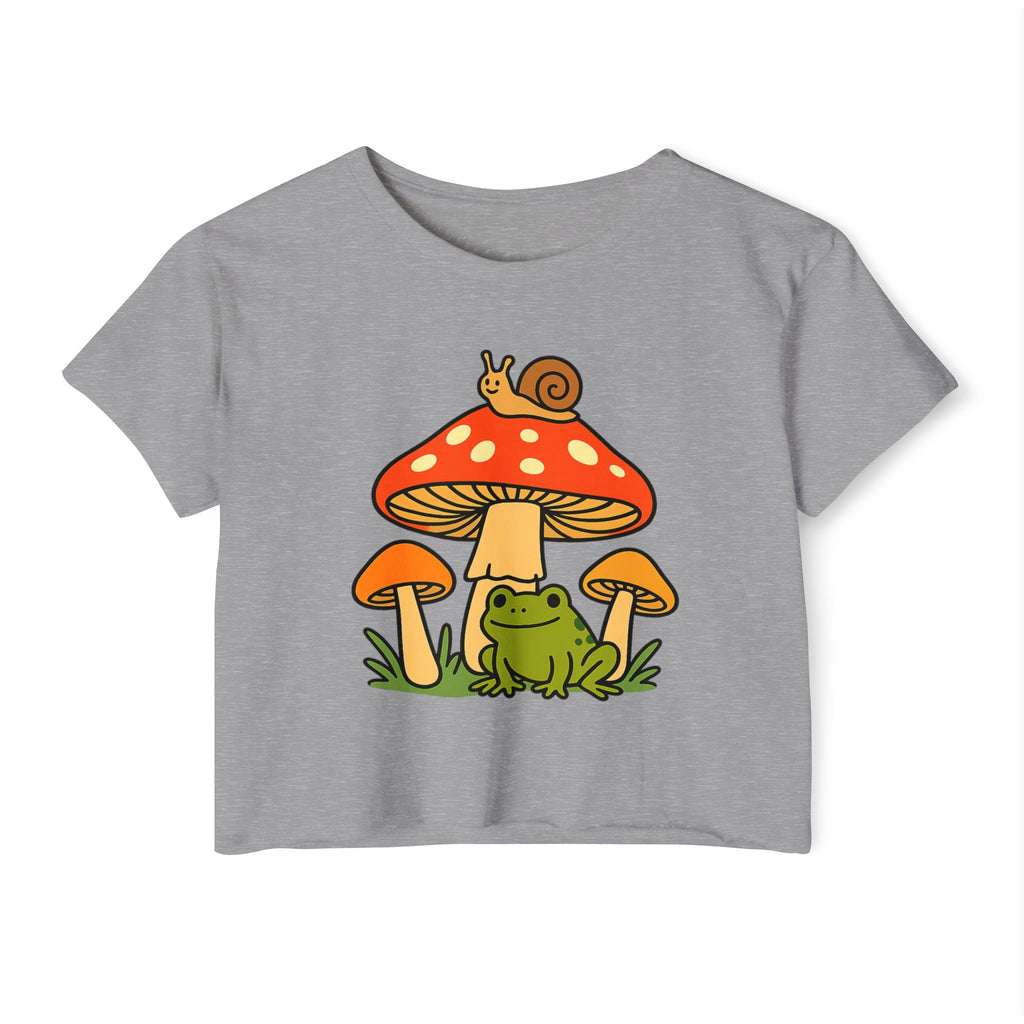 Frog & Mushroom Crop Top — Cute Festival Women's Tee