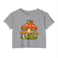 Frog & Mushroom Crop Top — Cute Festival Women's Tee