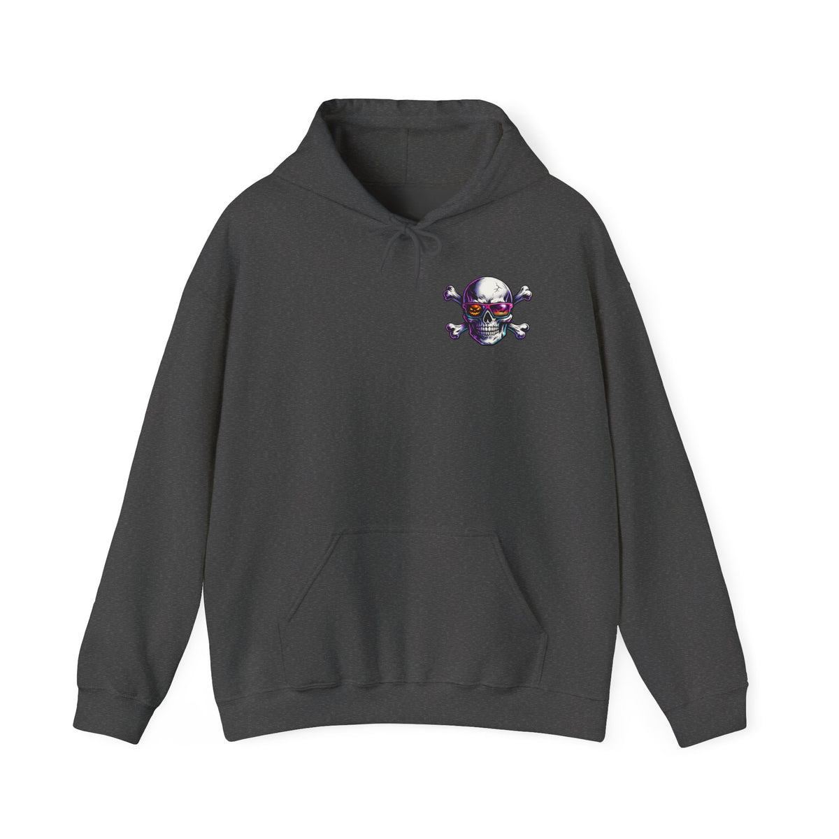 Skull & Crossbones Hoodie — Neon Sunglasses Pirate Skull Pullover