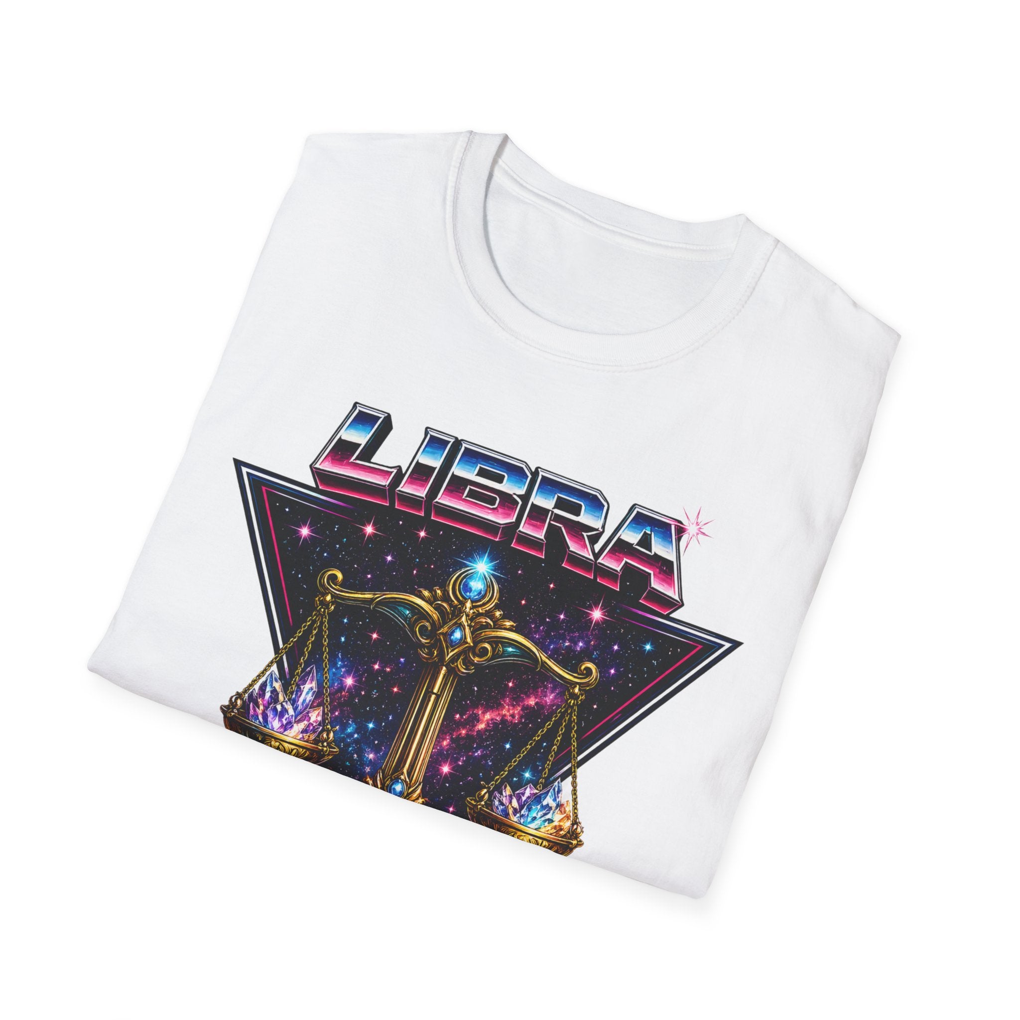 Libra Zodiac T-Shirt — Retro Neon Scales Astrology Tee