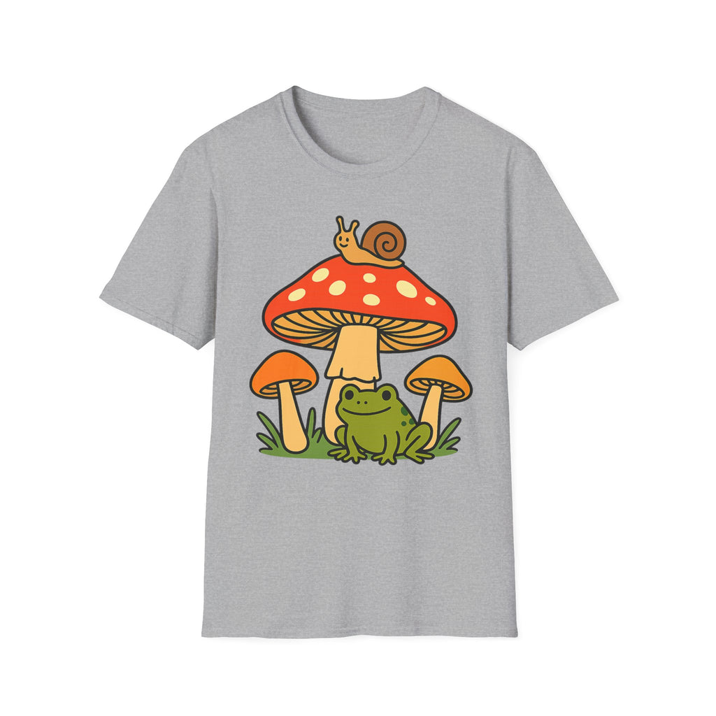 Mushroom Garden T-Shirt — Cute Snail & Frog Graphic Tee
