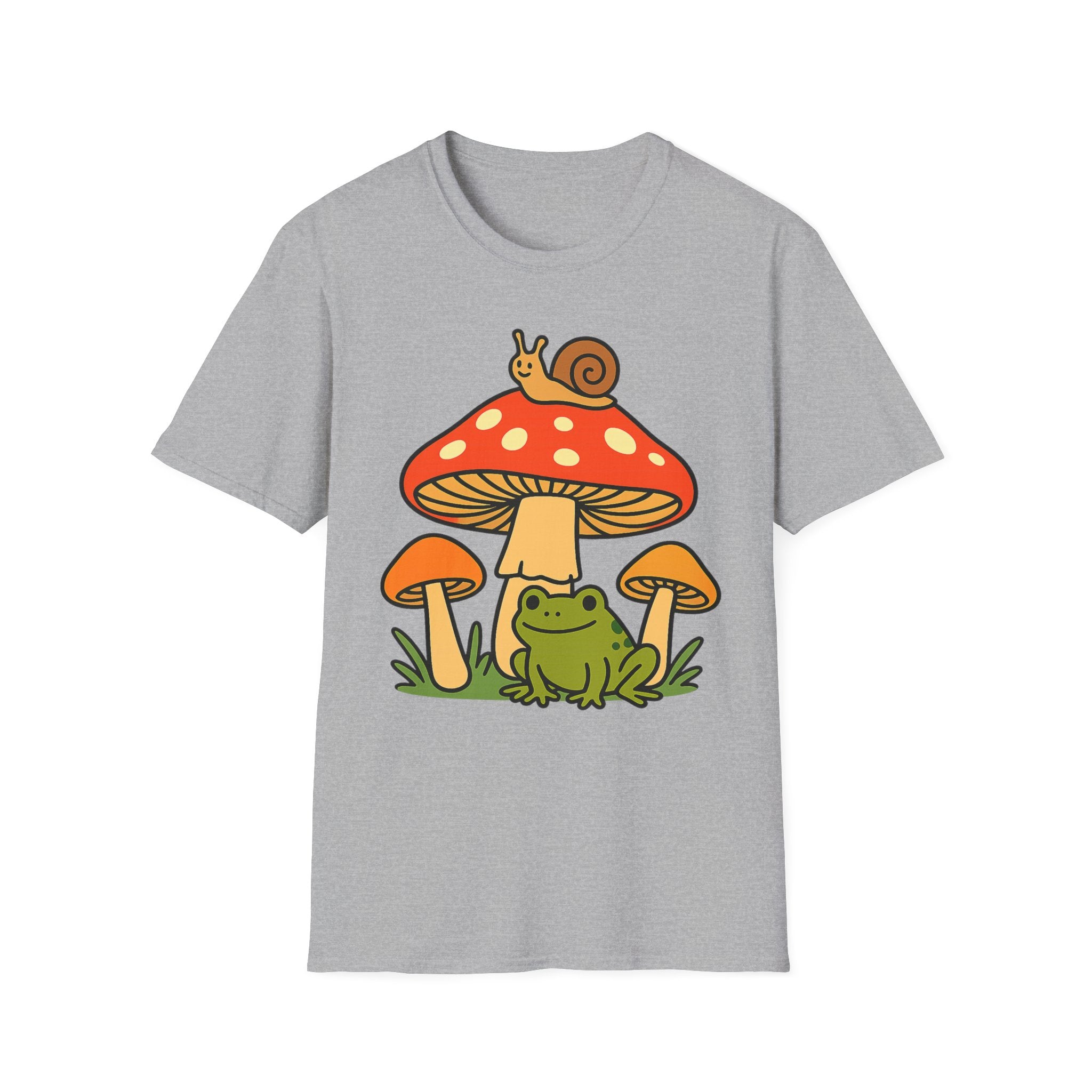 Mushroom Garden T-Shirt — Cute Snail & Frog Graphic Tee