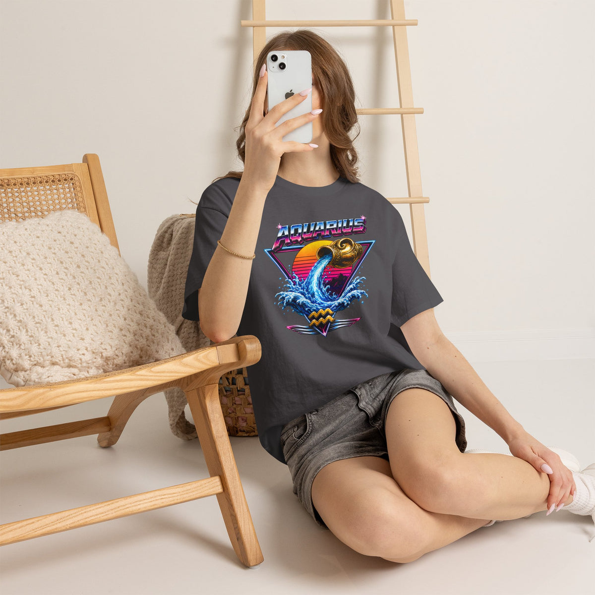 Aquarius Zodiac Tee — Retro Wave Astrological T-Shirt