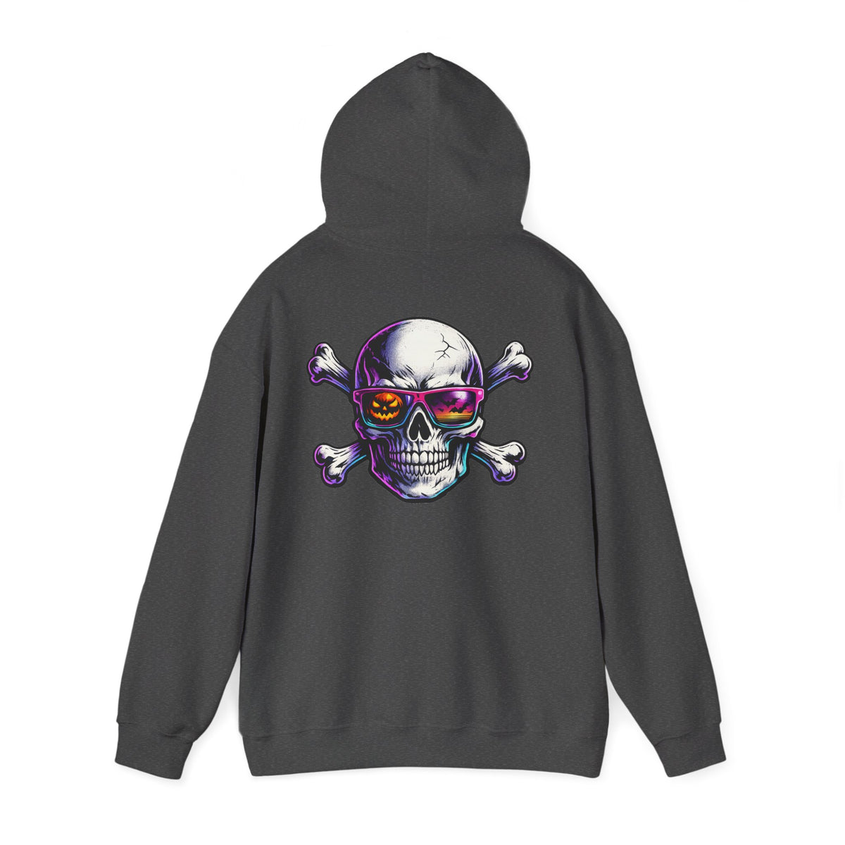Skull & Crossbones Hoodie — Neon Sunglasses Pirate Skull Pullover