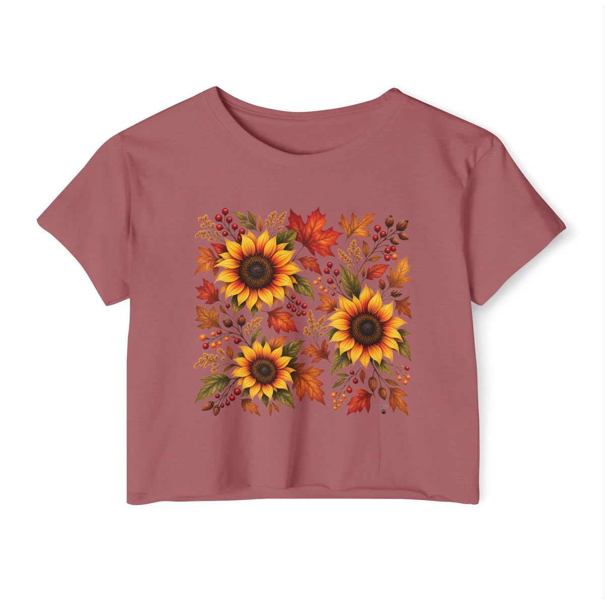 Sunflower Fall Crop Top — Autumn Floral Festival Tee