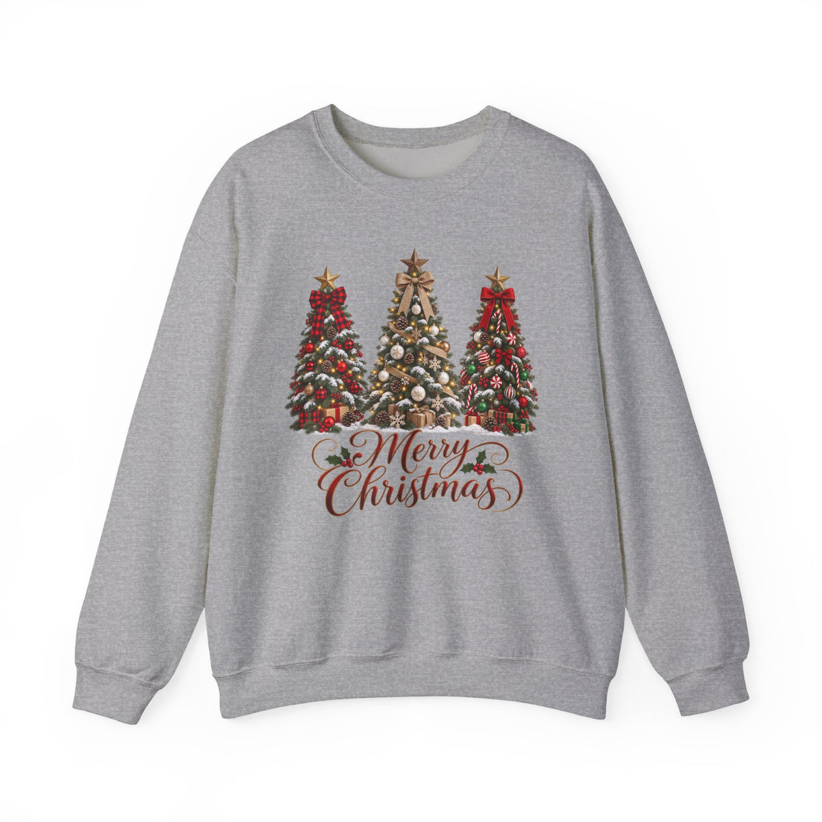 Merry Christmas Triple Tree Crewneck Sweatshirt