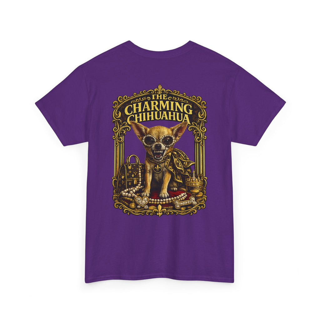 Chihuahua Crest Tee with back print — Vintage Chihuahua "THE CHARMNG CHIHUAHUA"