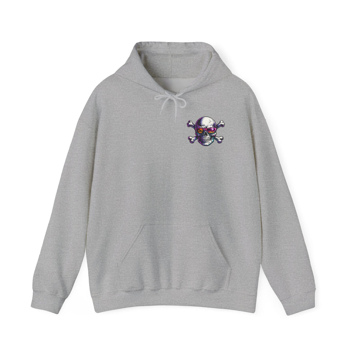 Skull & Crossbones Hoodie — Neon Sunglasses Pirate Skull Pullover