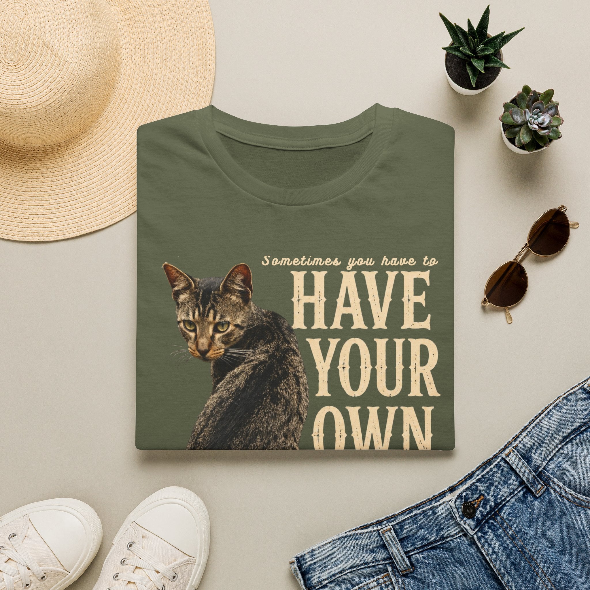 Have Your Own Back Cat T-Shirt — Funny inspirational Tabby Cat Saying Tee for Cat Lovers