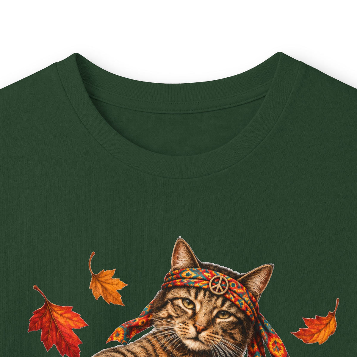 Boho Cat Guitar T- Shirt - Hippie Cat Fall Shirt, Peace Love Music tee