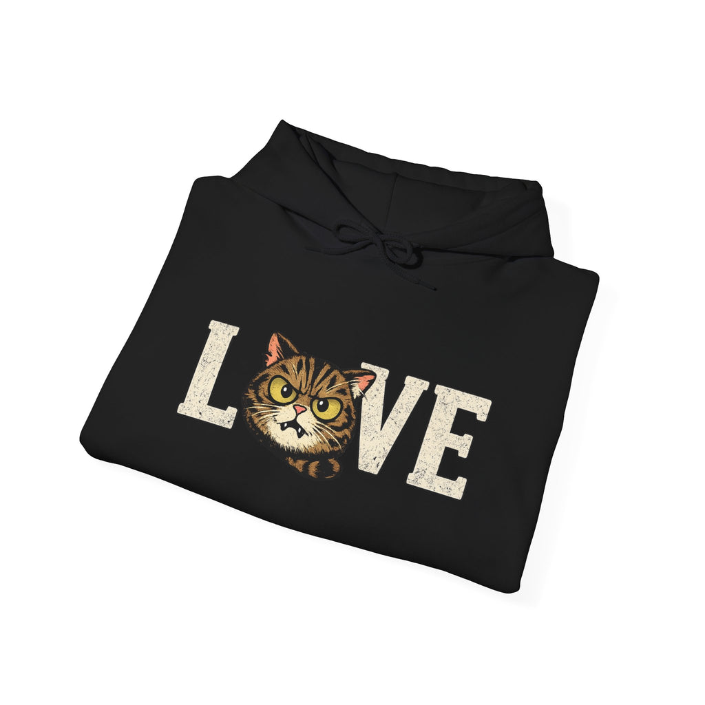 Cat Love Hoodie — Vintage Kitty Face Love Graphic Hoodie