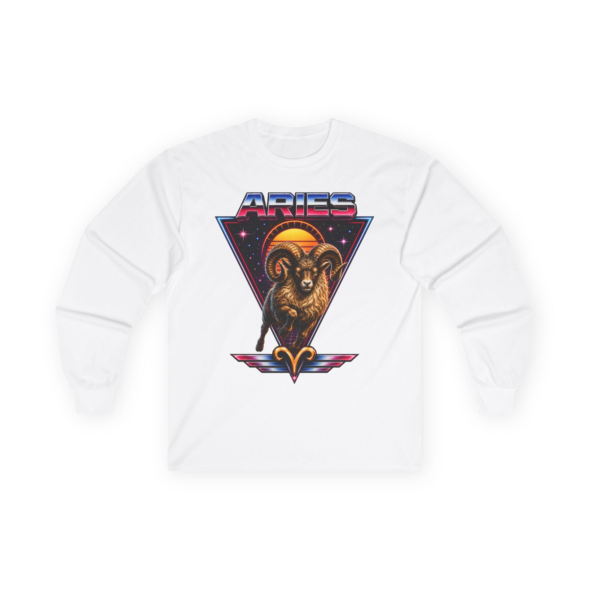 Aries 80s style Zodiac Retro Ram Long Sleeve Tee