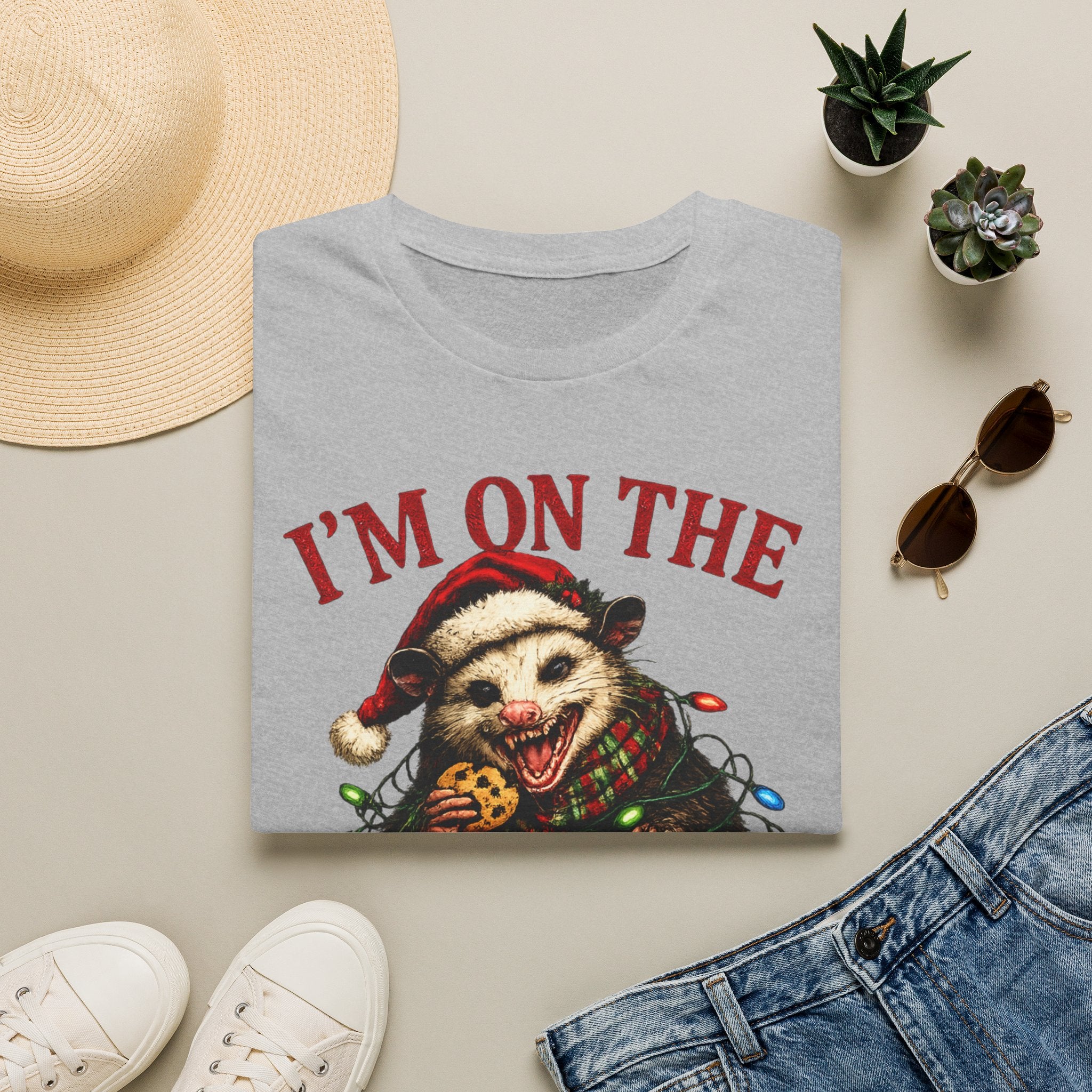I'm On The Naughty List Possum T-Shirt — Funny Holiday Christmas Tee
