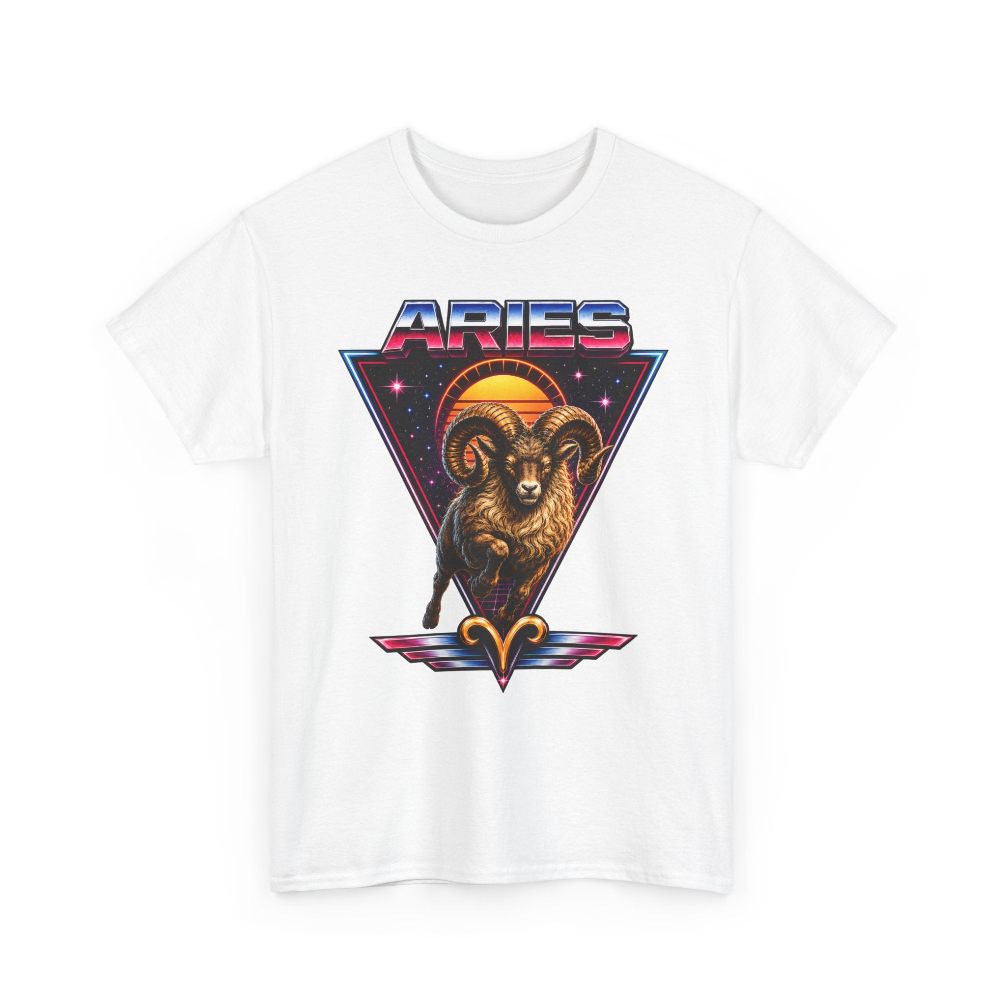 Aries Zodiac Tee — Retro 80s style Ram Astrology T-Shirt