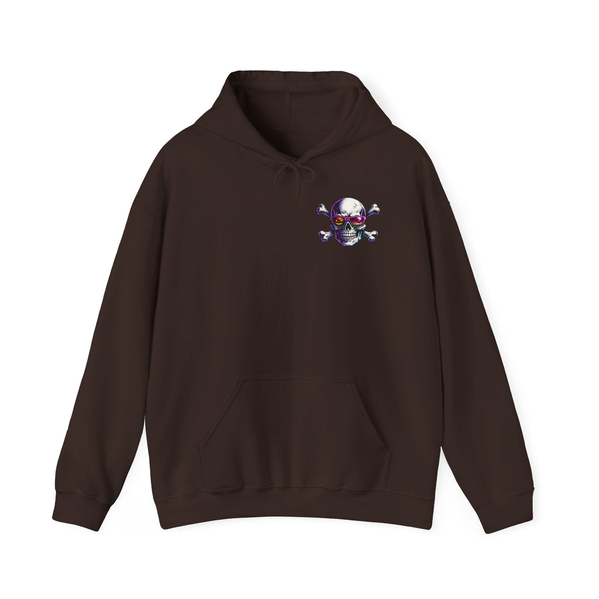 Skull & Crossbones Hoodie — Neon Sunglasses Pirate Skull Pullover