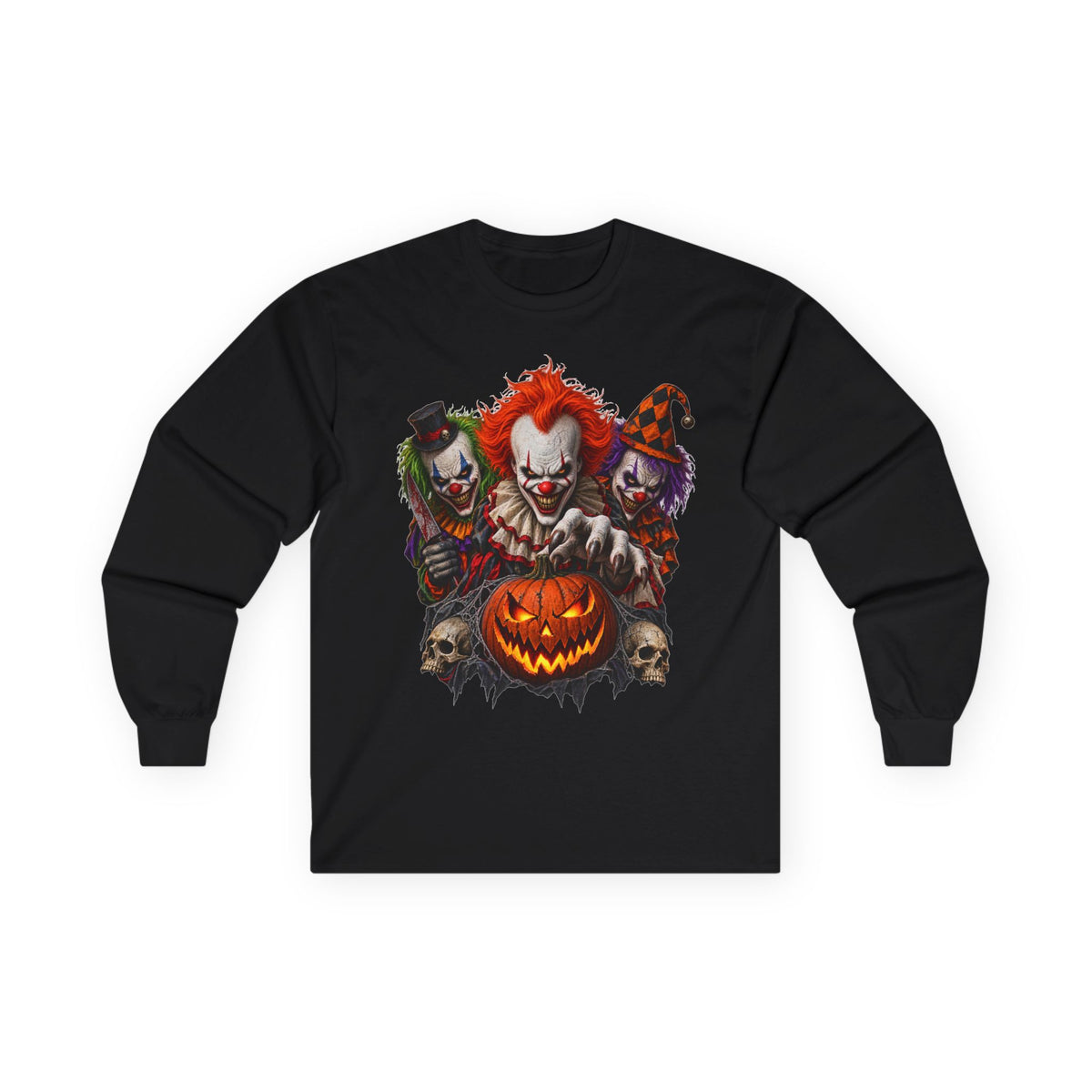 Creepy Clown Pumpkin Long Sleeve Tee