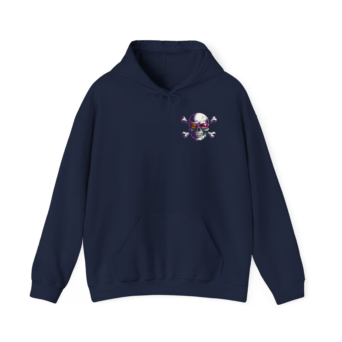 Skull & Crossbones Hoodie — Neon Sunglasses Pirate Skull Pullover