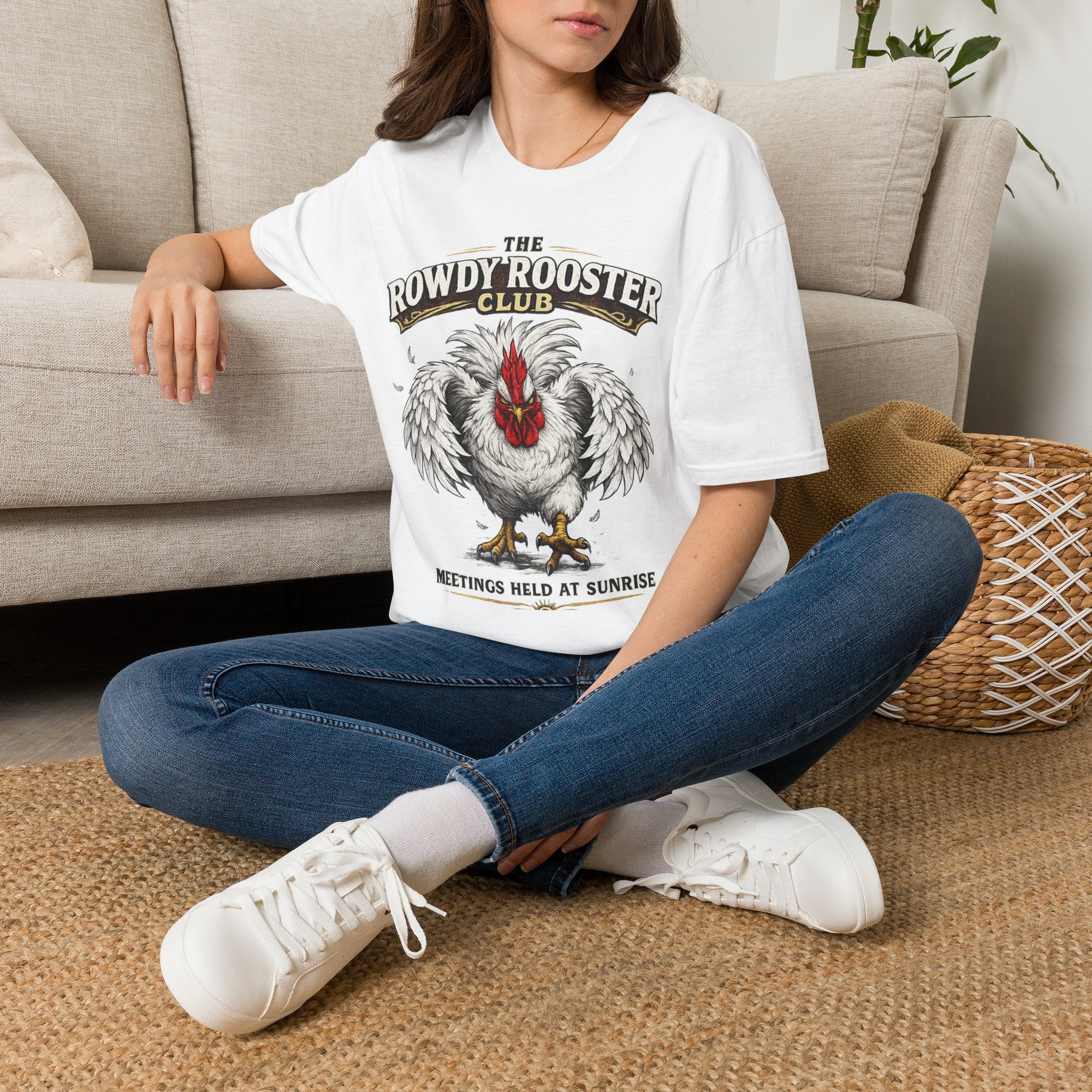 Rooster - Rowdy Rooster Club T-Shirt — 'Meetings Held at Sunrise' Graphic Tee