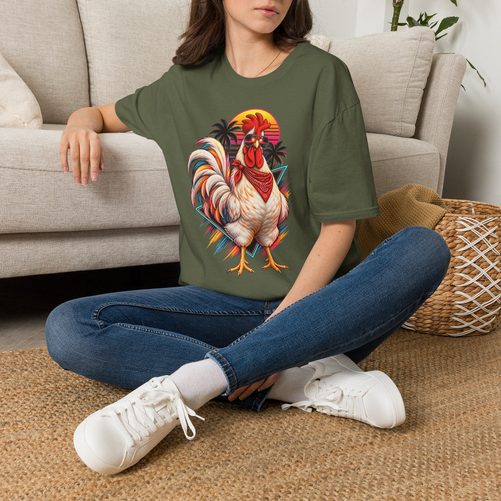Rooster Sunset T-Shirt — Tropical Rooster Graphic Tee