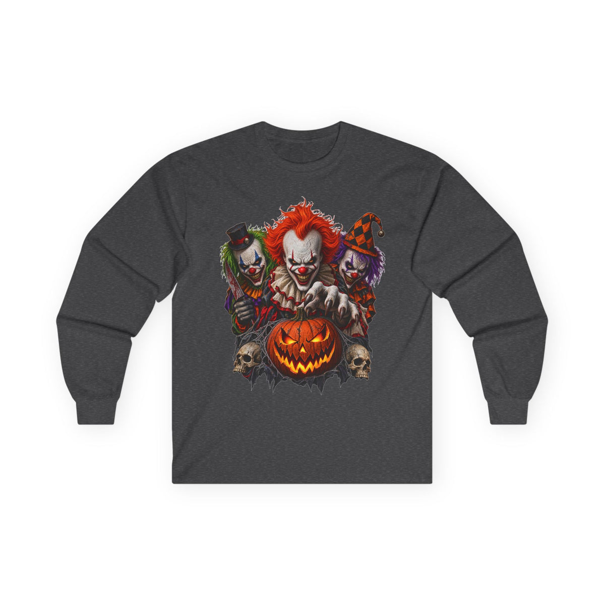 Creepy Clown Pumpkin Long Sleeve Tee