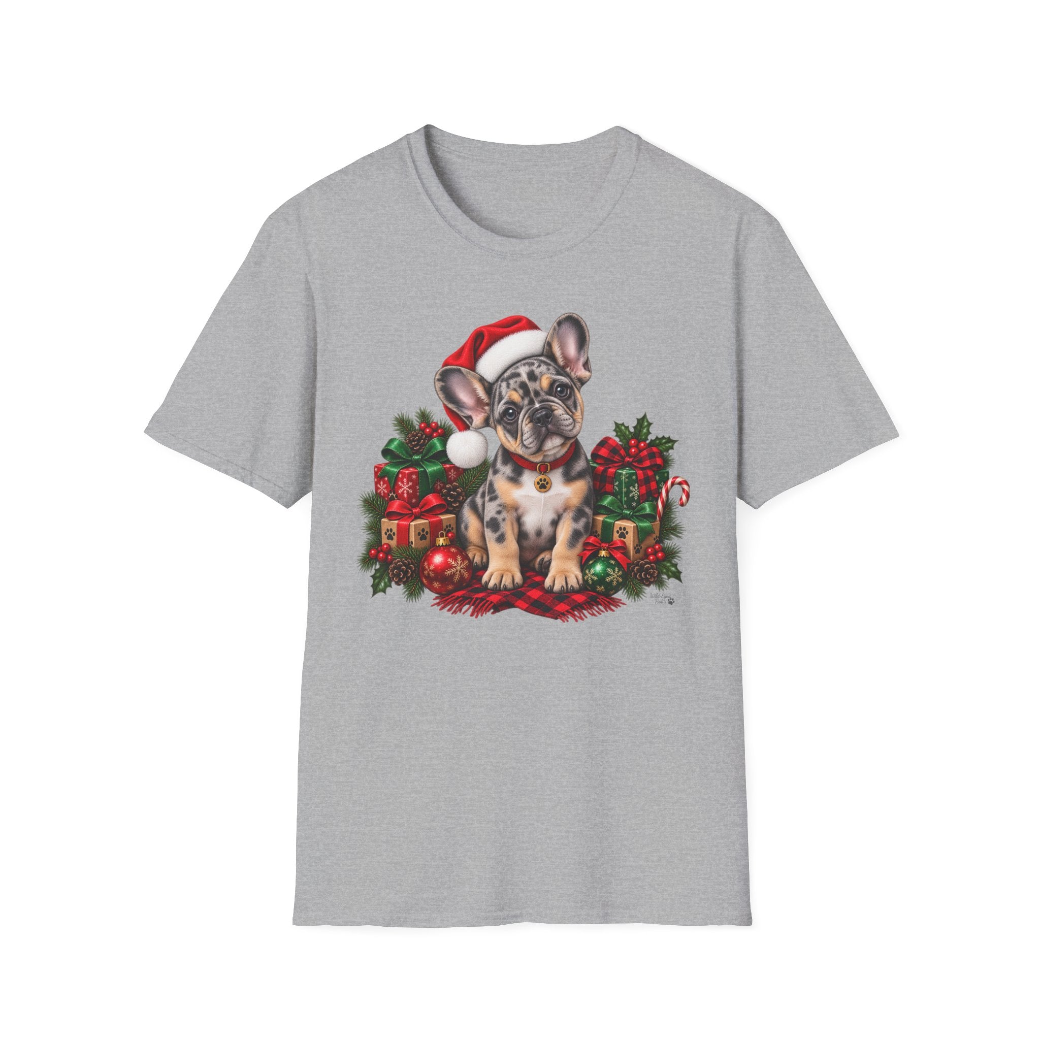 French Bulldog Christmas T-Shirt — Cute Santa Pup Holiday Tee