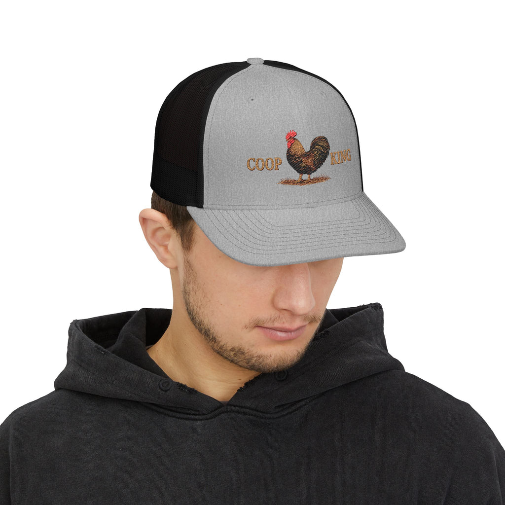 Coop King Trucker Hat - Rooster Farm Snapback Cap